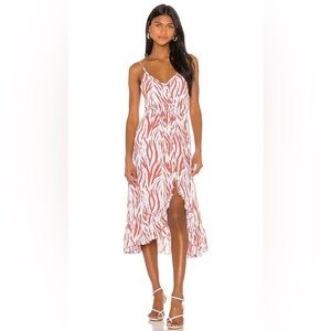 Revolve x Rails Frida Midi Dress Rust Zebra Print Button Front Women’s Size S